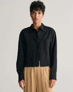 Relaxed Fit Cropped Linen Shirt