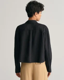 Relaxed Fit Cropped Linen Shirt