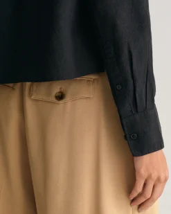 Relaxed Fit Cropped Linen Shirt