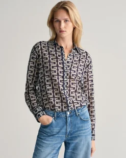 Relaxed Fit G Patterned Cotton Silk Shirt