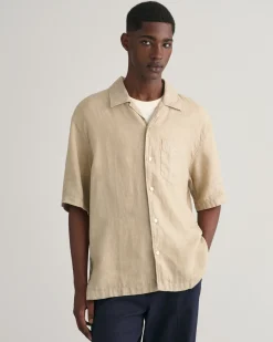 Relaxed Fit Garment-Dyed Linen Short Sleeve Shirt