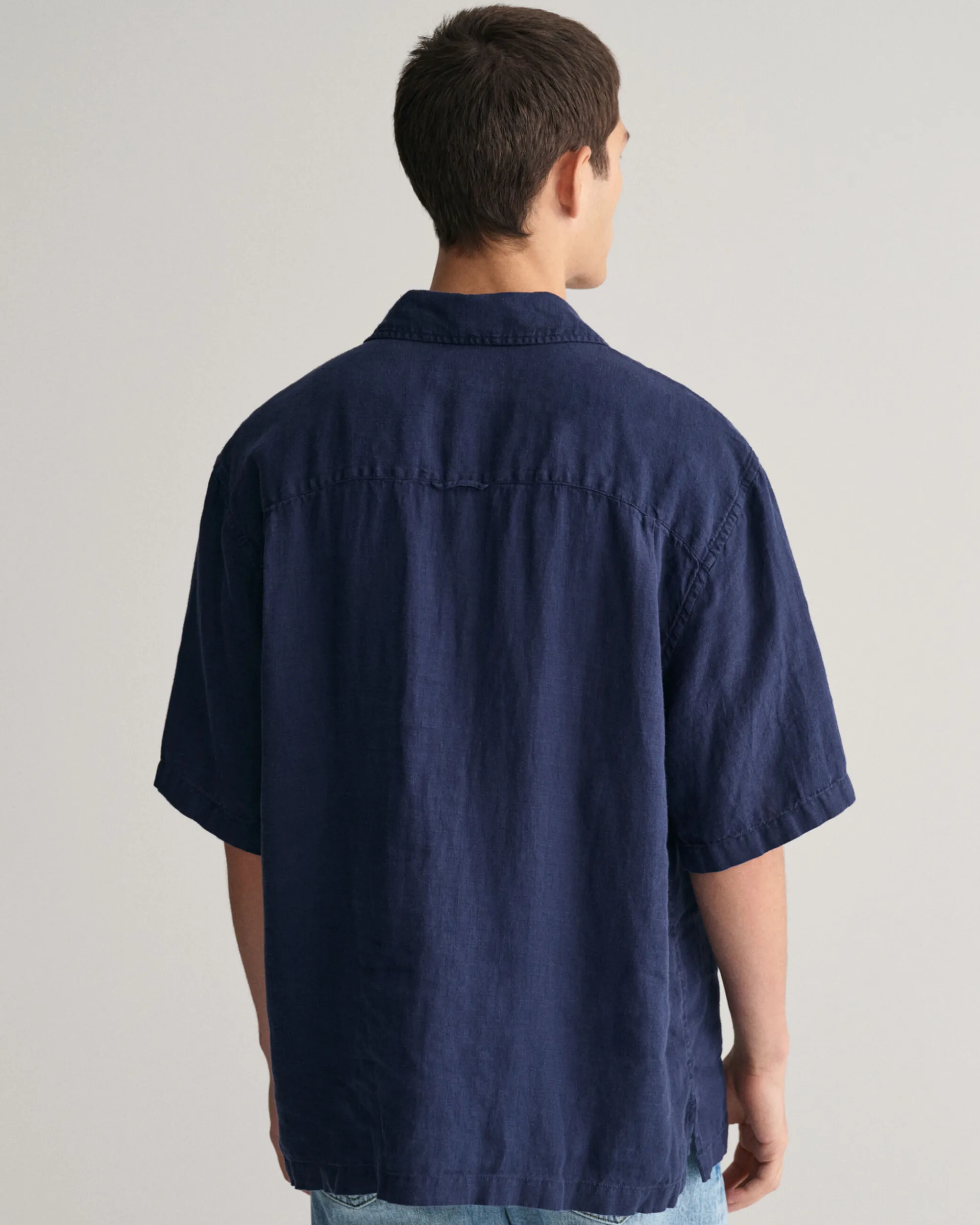 Relaxed Fit Garment-Dyed Linen Short Sleeve Shirt