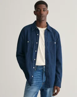 Relaxed Fit Indigo Textured Shirt