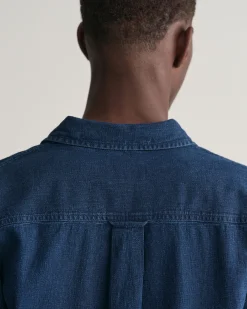 Relaxed Fit Indigo Textured Shirt
