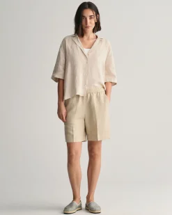 Relaxed Fit Linen Blend Pull-On Shorts