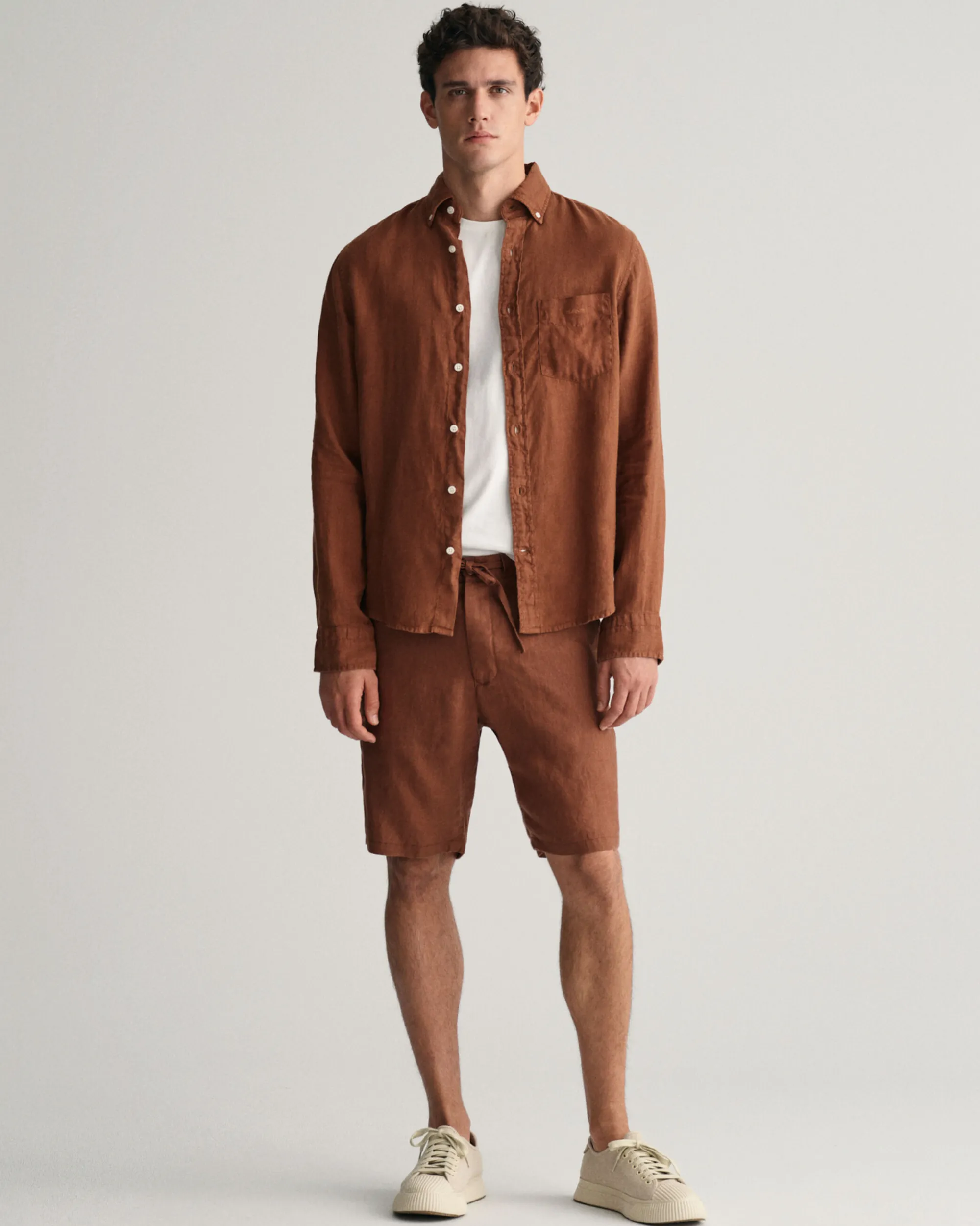 Relaxed Fit Linen Drawstring Shorts