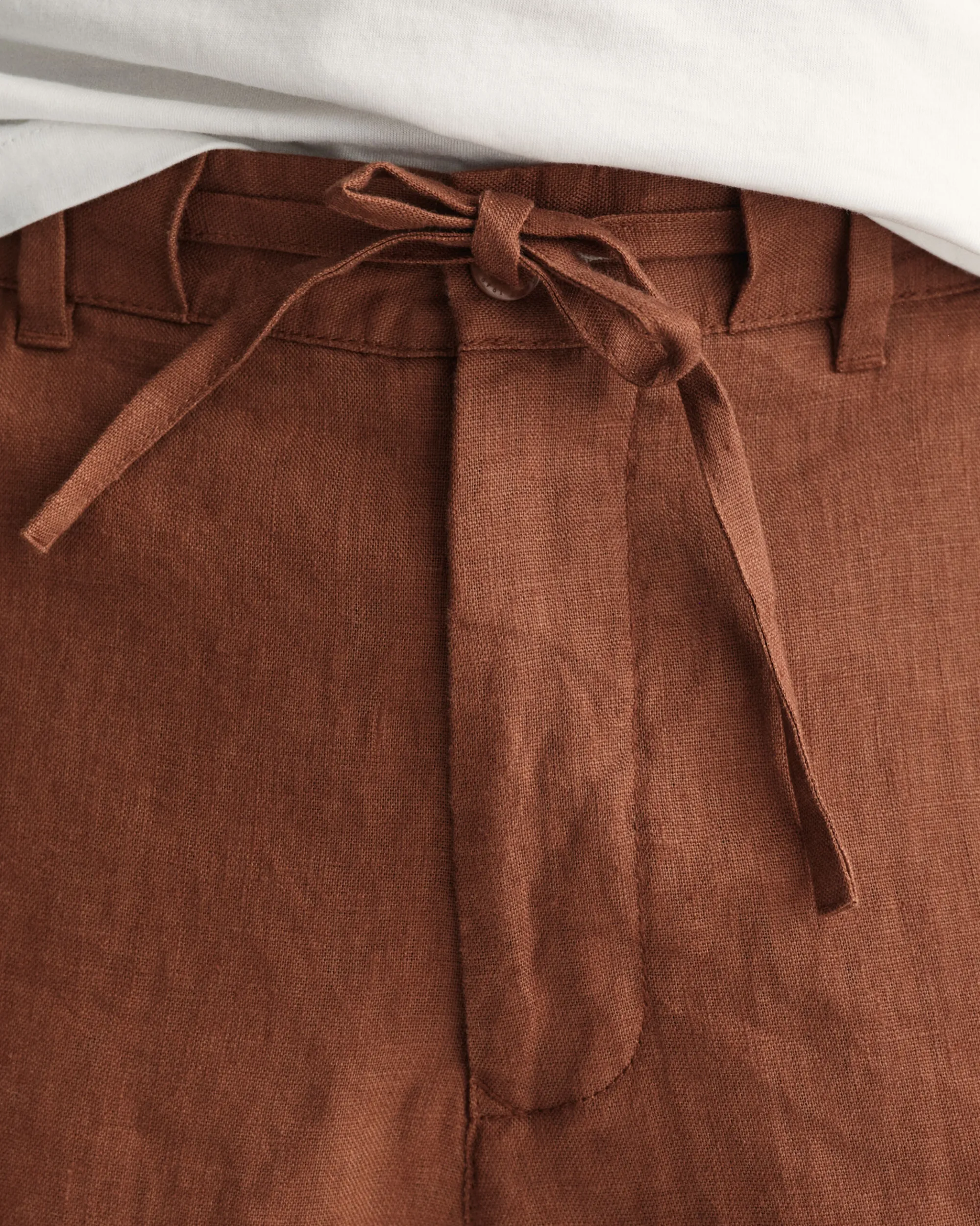 Relaxed Fit Linen Drawstring Shorts