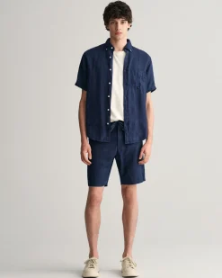 Relaxed Fit Linen Drawstring Shorts