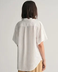 Relaxed Fit Linen Popover Short Sleeve Shirt
