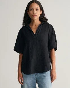 Relaxed Fit Linen Popover Short Sleeve Shirt