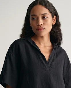 Relaxed Fit Linen Popover Short Sleeve Shirt