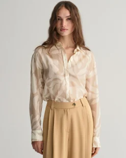 Relaxed Fit Palm Print Cotton Silk Shirt