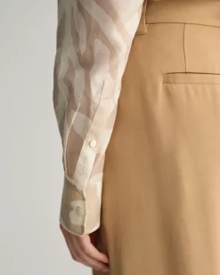 Relaxed Fit Palm Print Cotton Silk Shirt