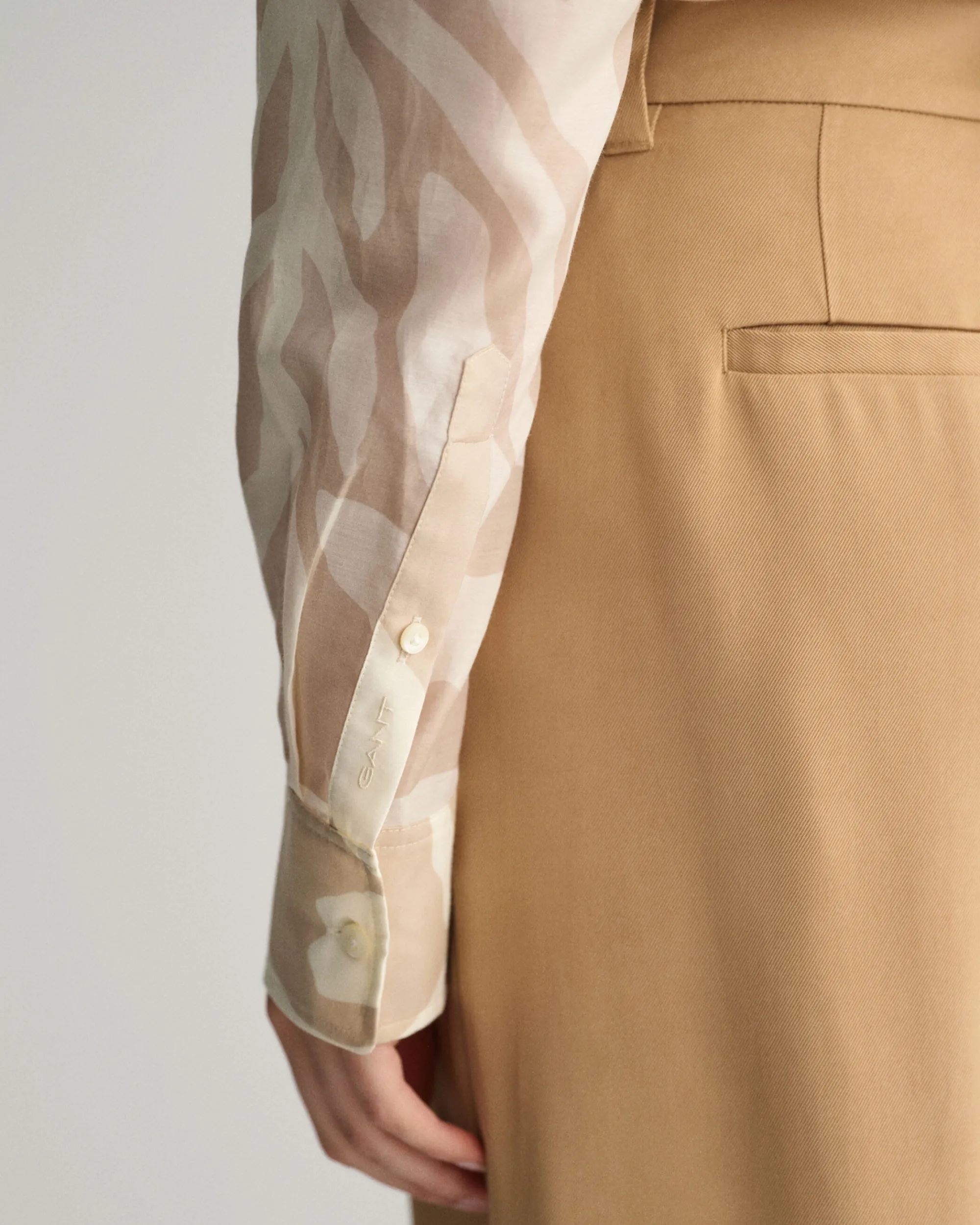 Relaxed Fit Palm Print Cotton Silk Shirt