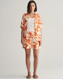 Relaxed Fit Palm Print Pull-On Shorts