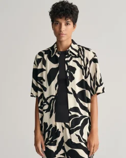 Relaxed Fit Palm Print Short Sleeve Shirt