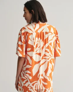 Relaxed Fit Palm Print Short Sleeve Shirt