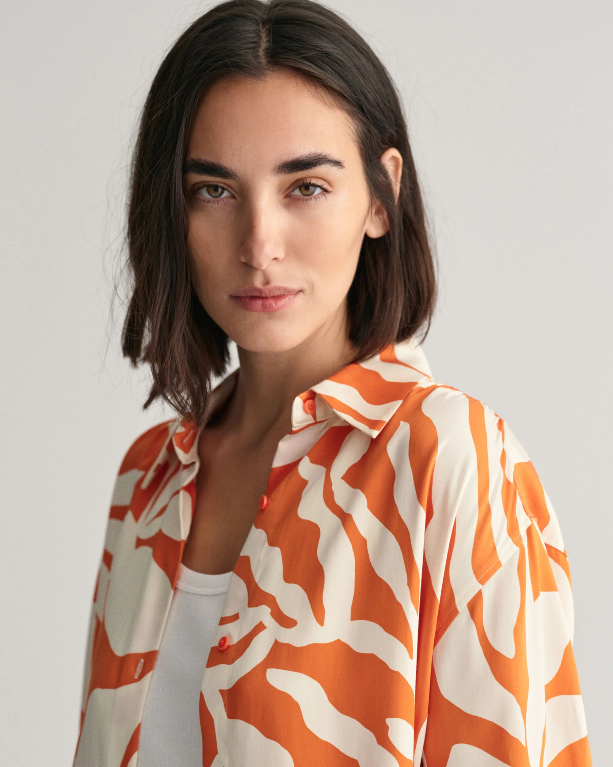 Relaxed Fit Palm Print Short Sleeve Shirt
