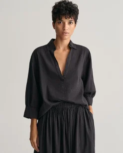 Relaxed Fit Seersucker Striped Popover Shirt