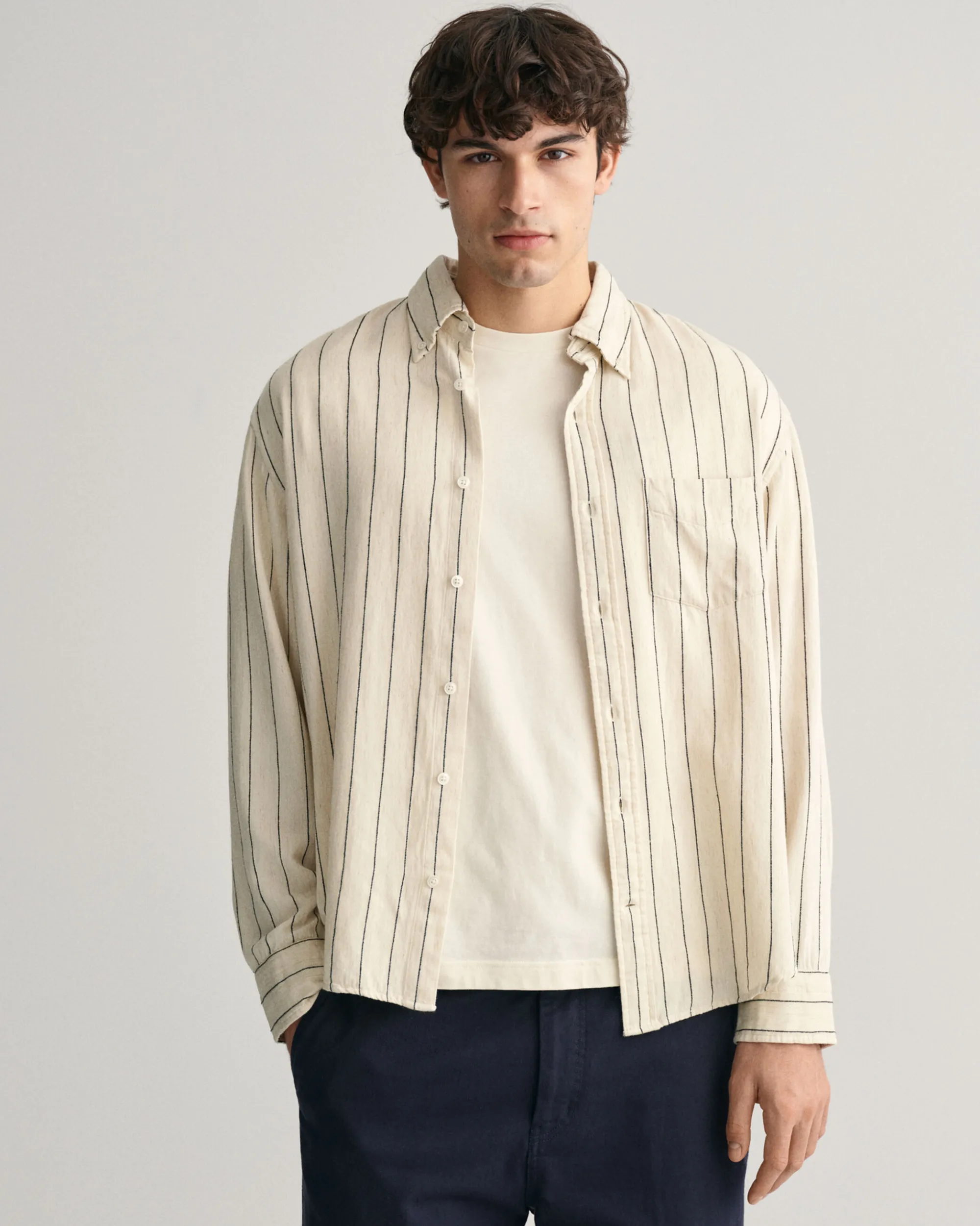 Relaxed Fit Slub Striped Shirt