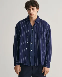 Relaxed Fit Slub Striped Shirt
