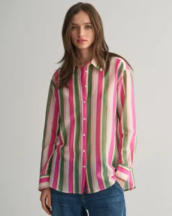 Relaxed Fit Striped Cotton Silk Shirt
