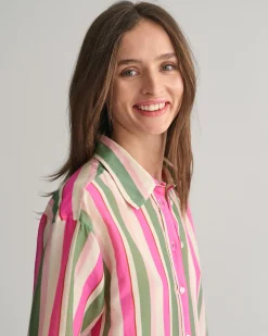 Relaxed Fit Striped Cotton Silk Shirt