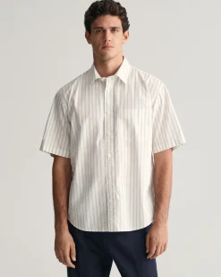 Relaxed Fit Striped Heritage Poplin Short Sleeve Shirt