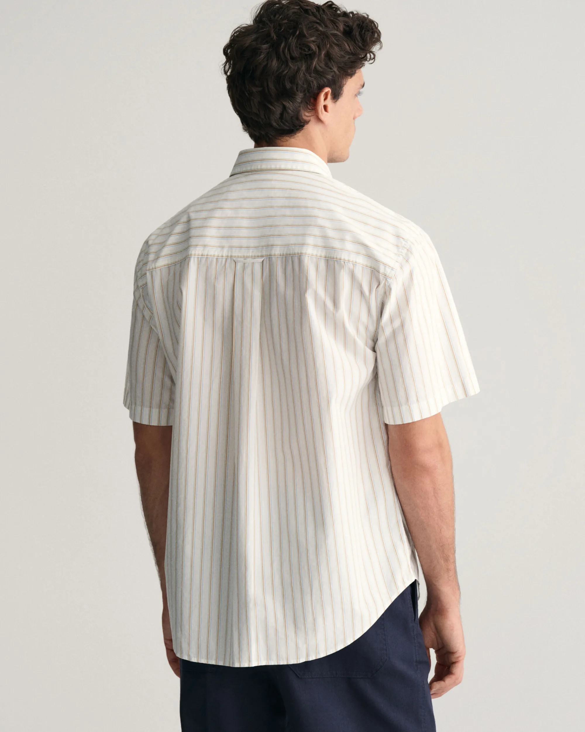 Relaxed Fit Striped Heritage Poplin Short Sleeve Shirt