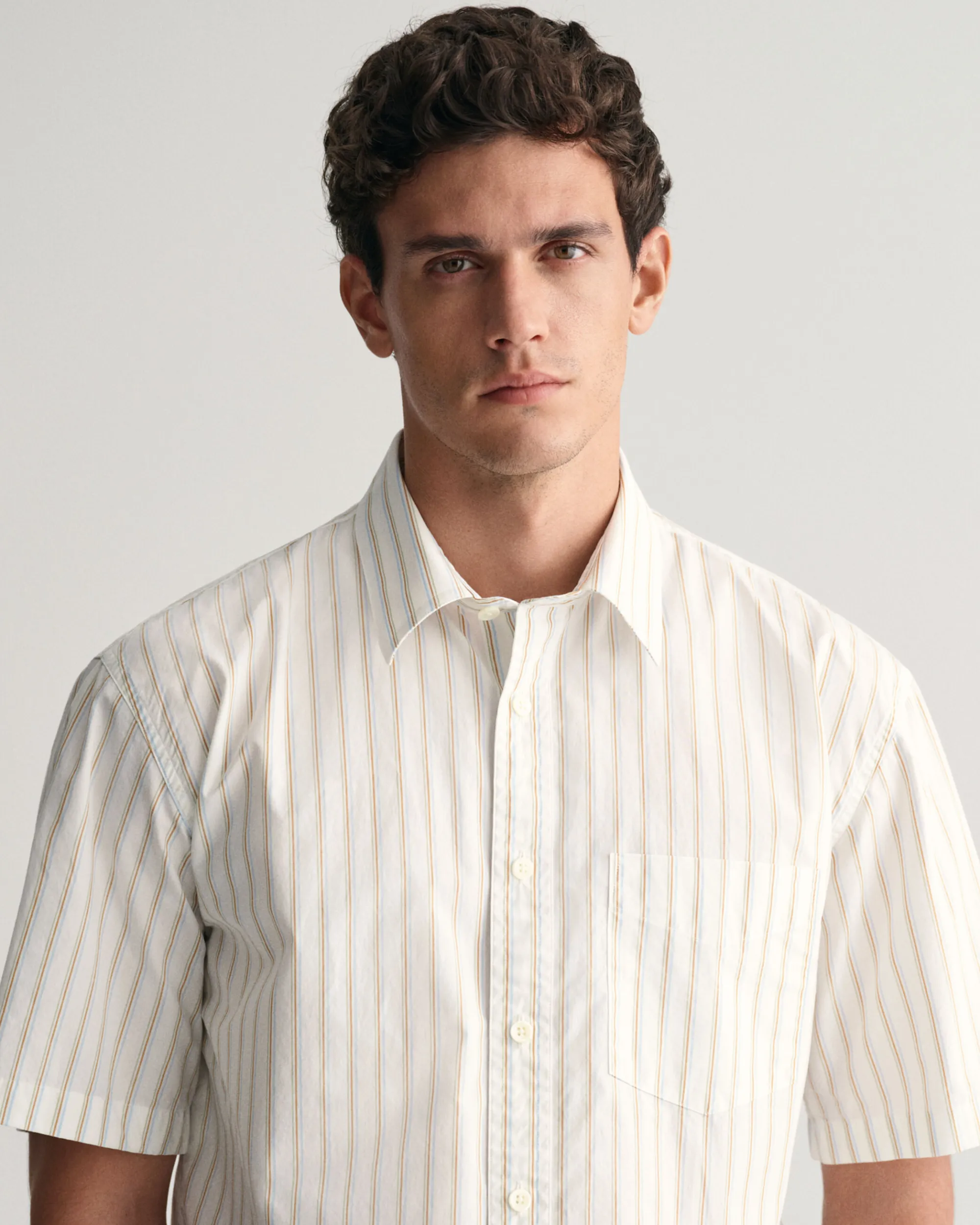 Relaxed Fit Striped Heritage Poplin Short Sleeve Shirt