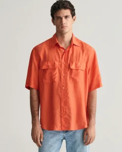 Relaxed Fit Washed Silk Short Sleeve Shirt