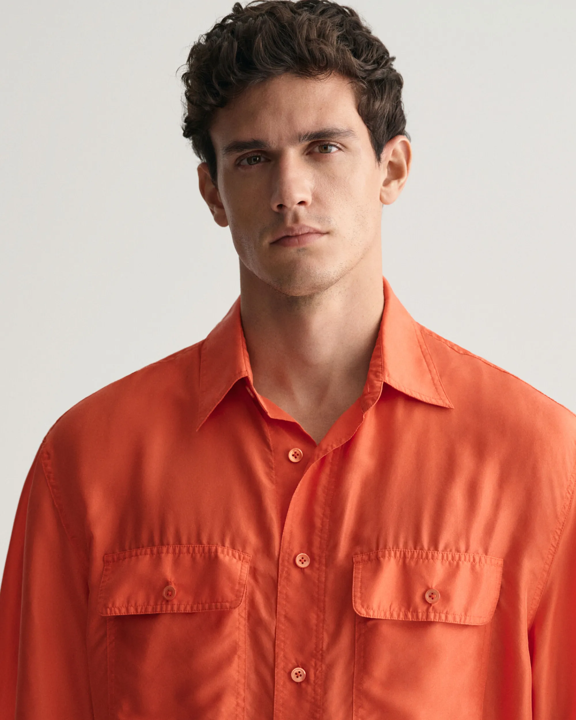 Relaxed Fit Washed Silk Short Sleeve Shirt