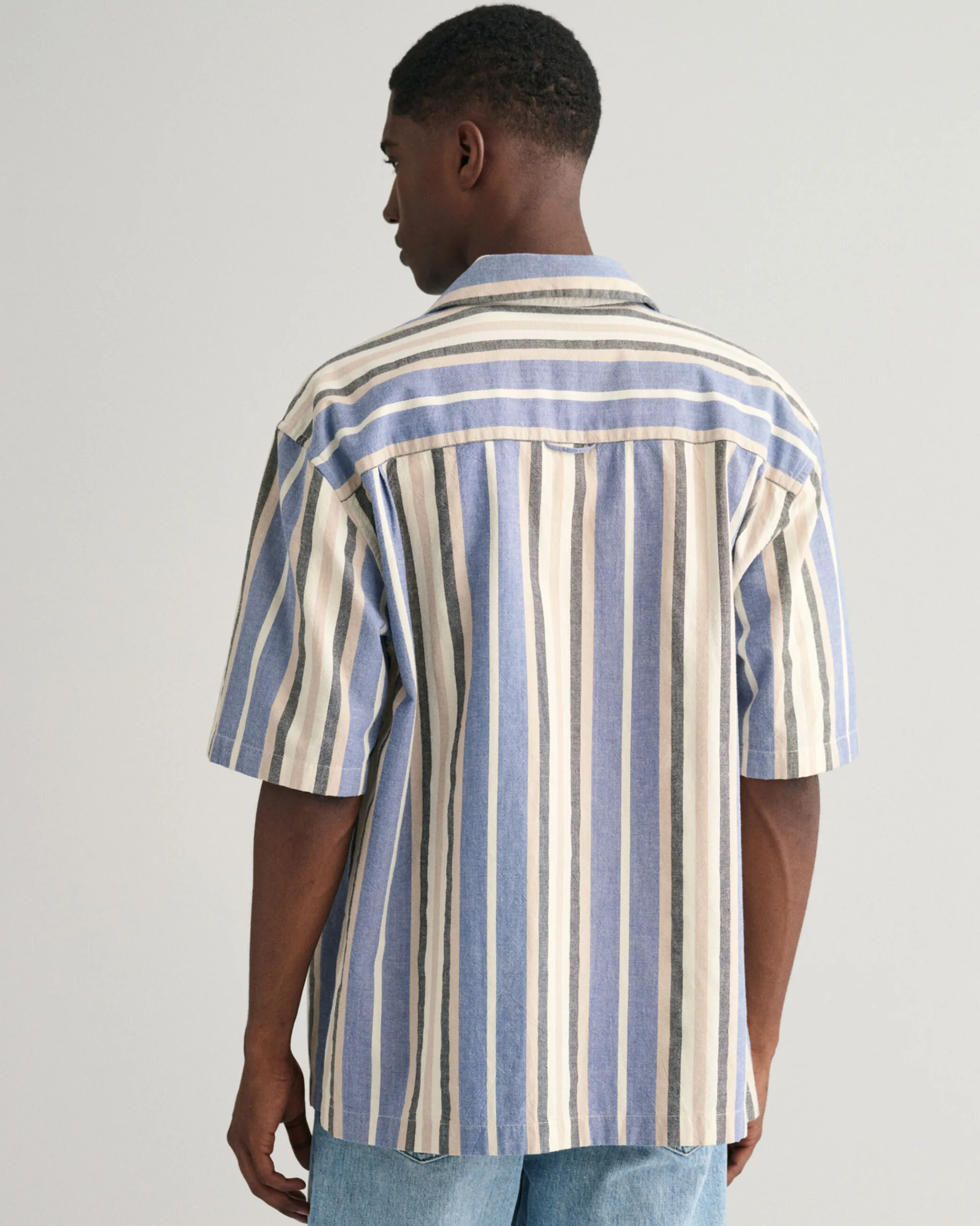 Relaxed Fit Wide Striped Short Sleeve Shirt