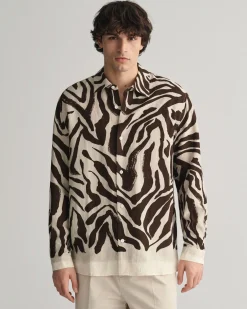 Relaxed Fit Zebra Print Silk Shirt