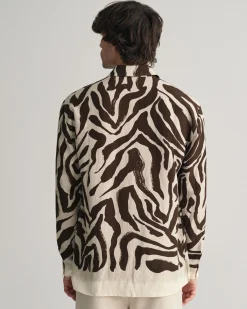 Relaxed Fit Zebra Print Silk Shirt