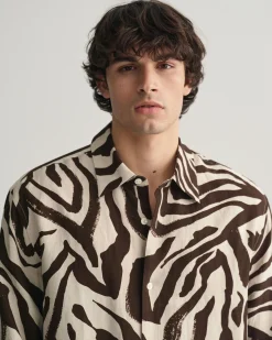 Relaxed Fit Zebra Print Silk Shirt