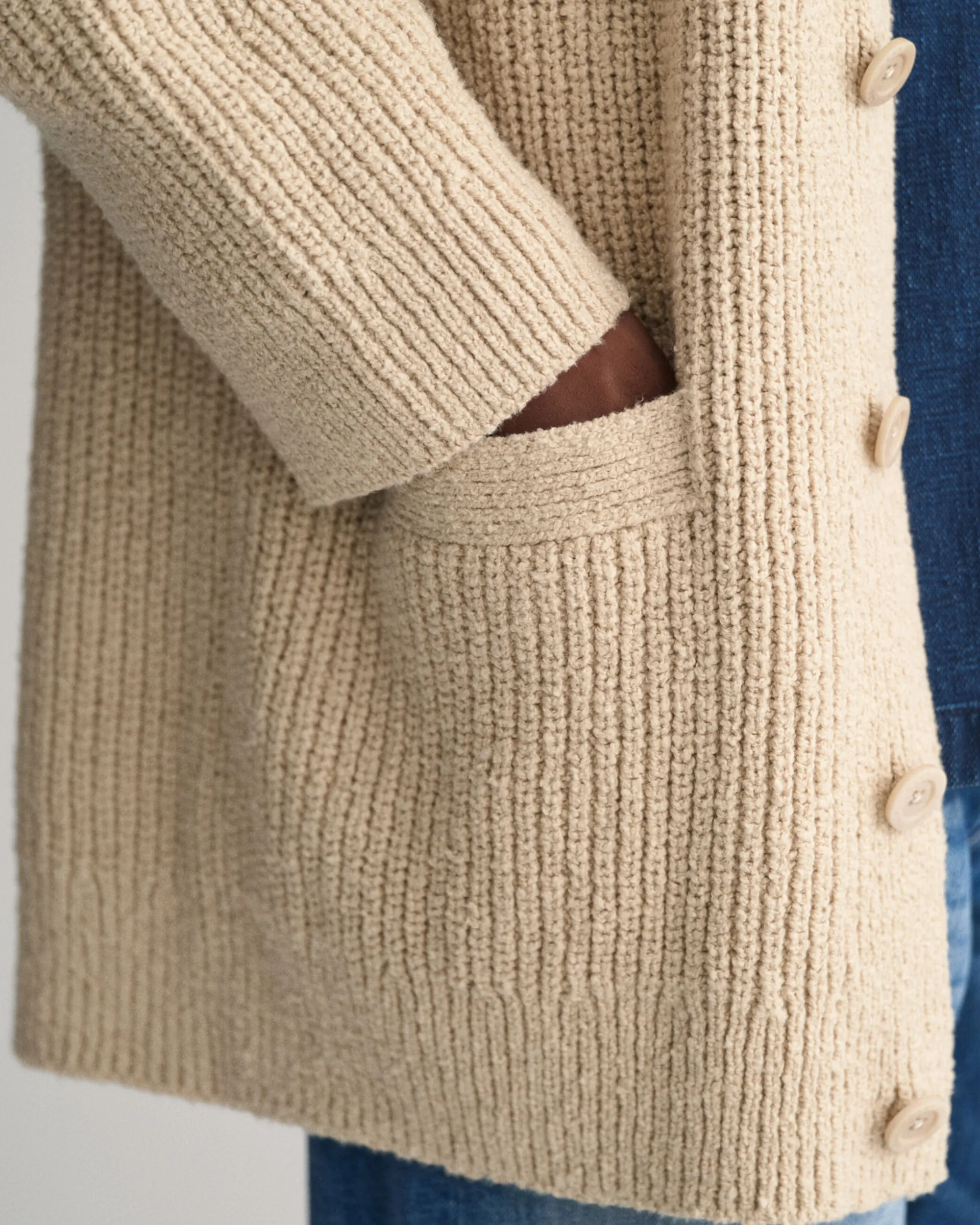Ribbed Bouclé Cardigan