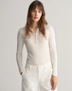 Ribbed Long Sleeve Henley T-Shirt