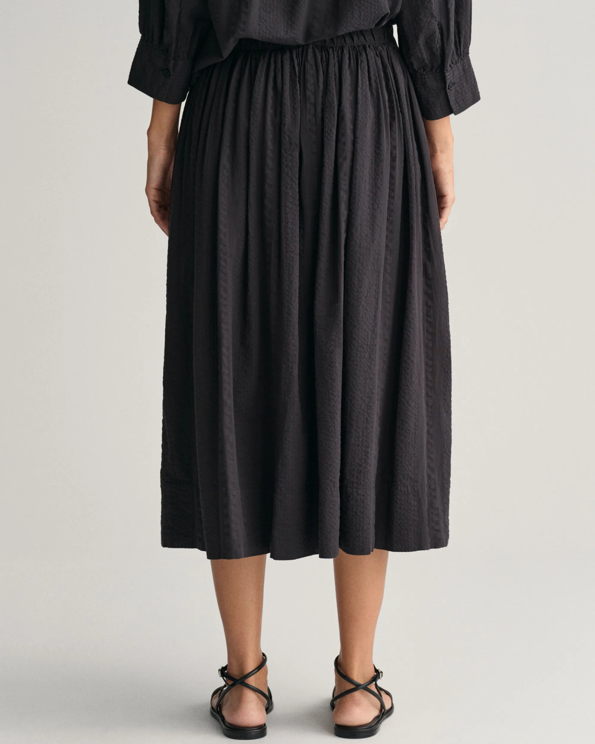 Seersucker Striped Pull-On Skirt