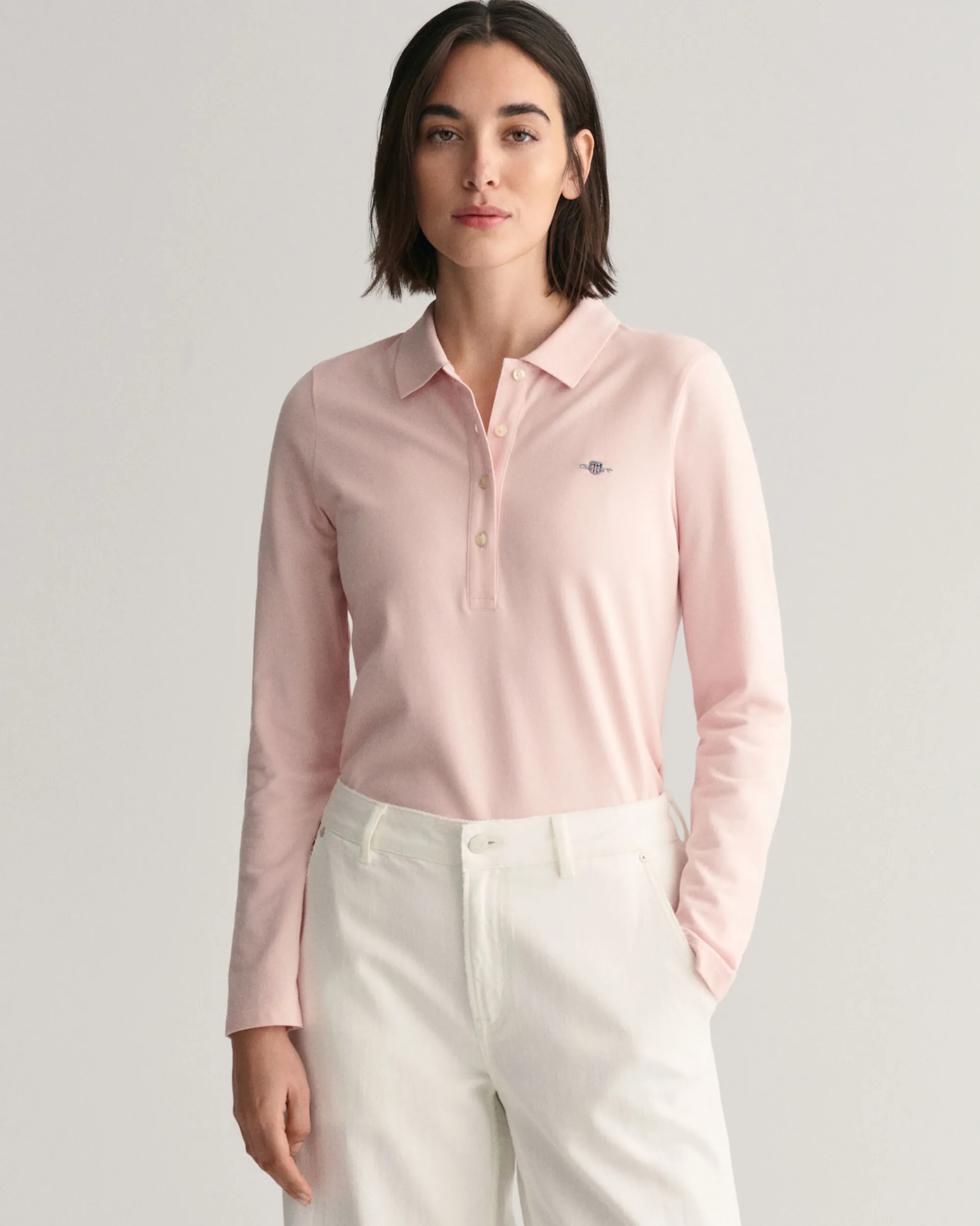 Shield Long Sleeve Piqué Polo Shirt
