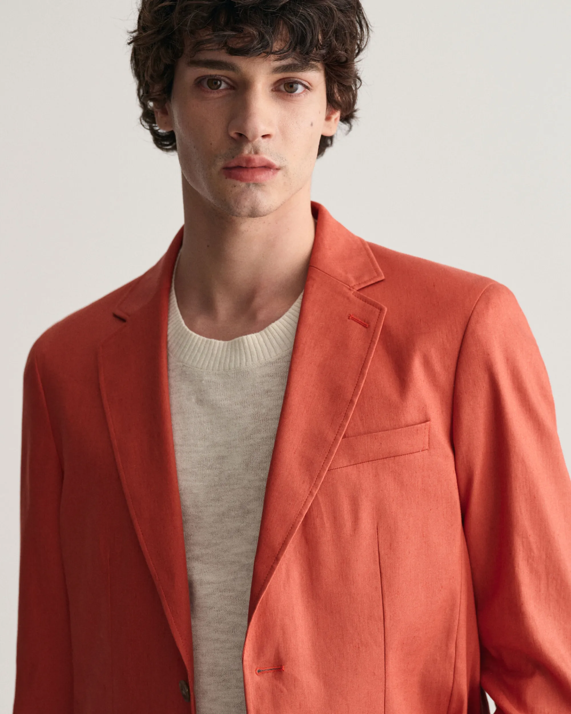 Slim Fit Cotton Linen Suit Blazer