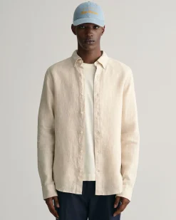 Slim Fit Houndstooth Linen Shirt
