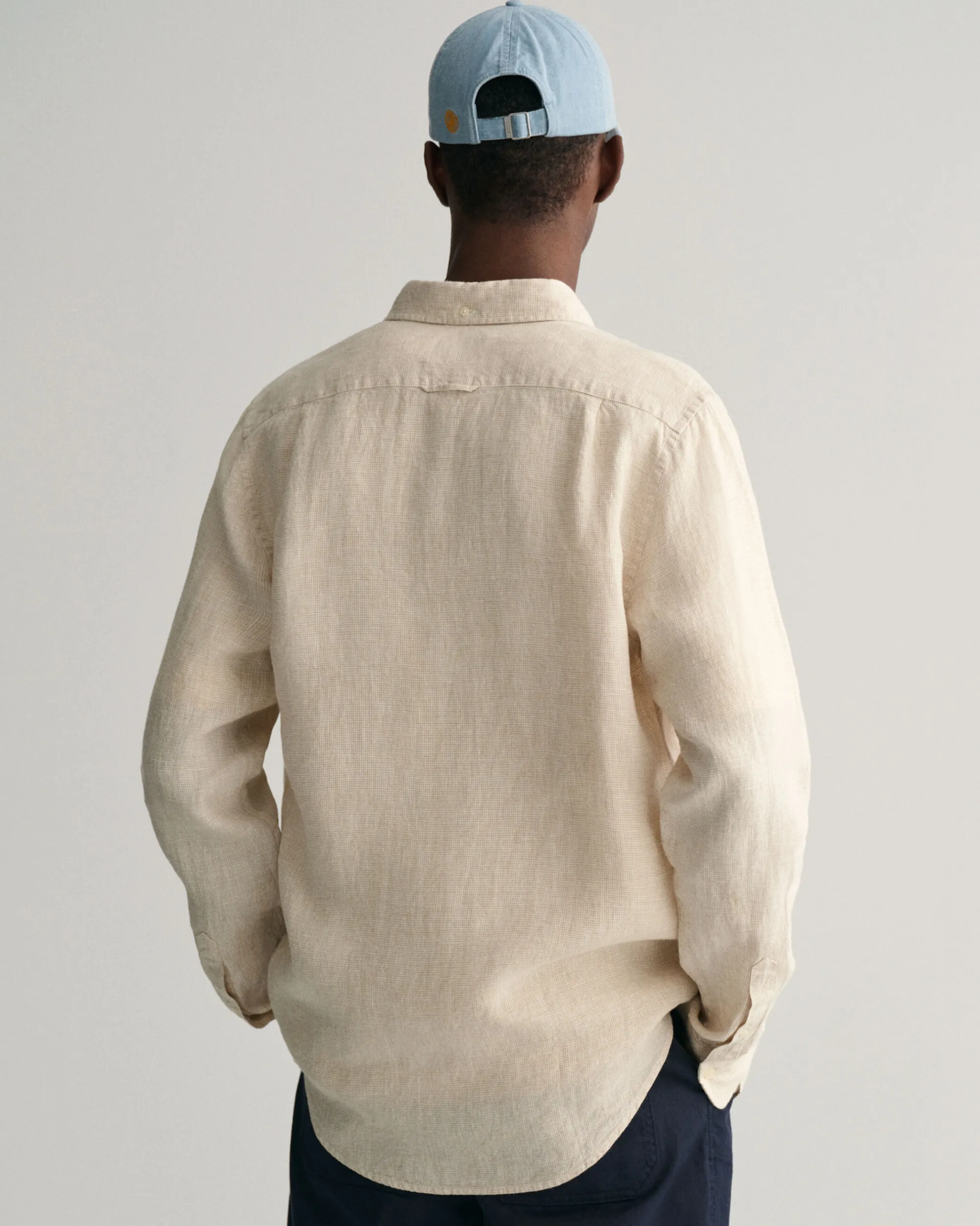 Slim Fit Houndstooth Linen Shirt