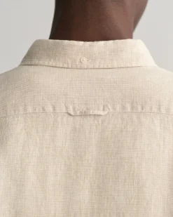 Slim Fit Houndstooth Linen Shirt