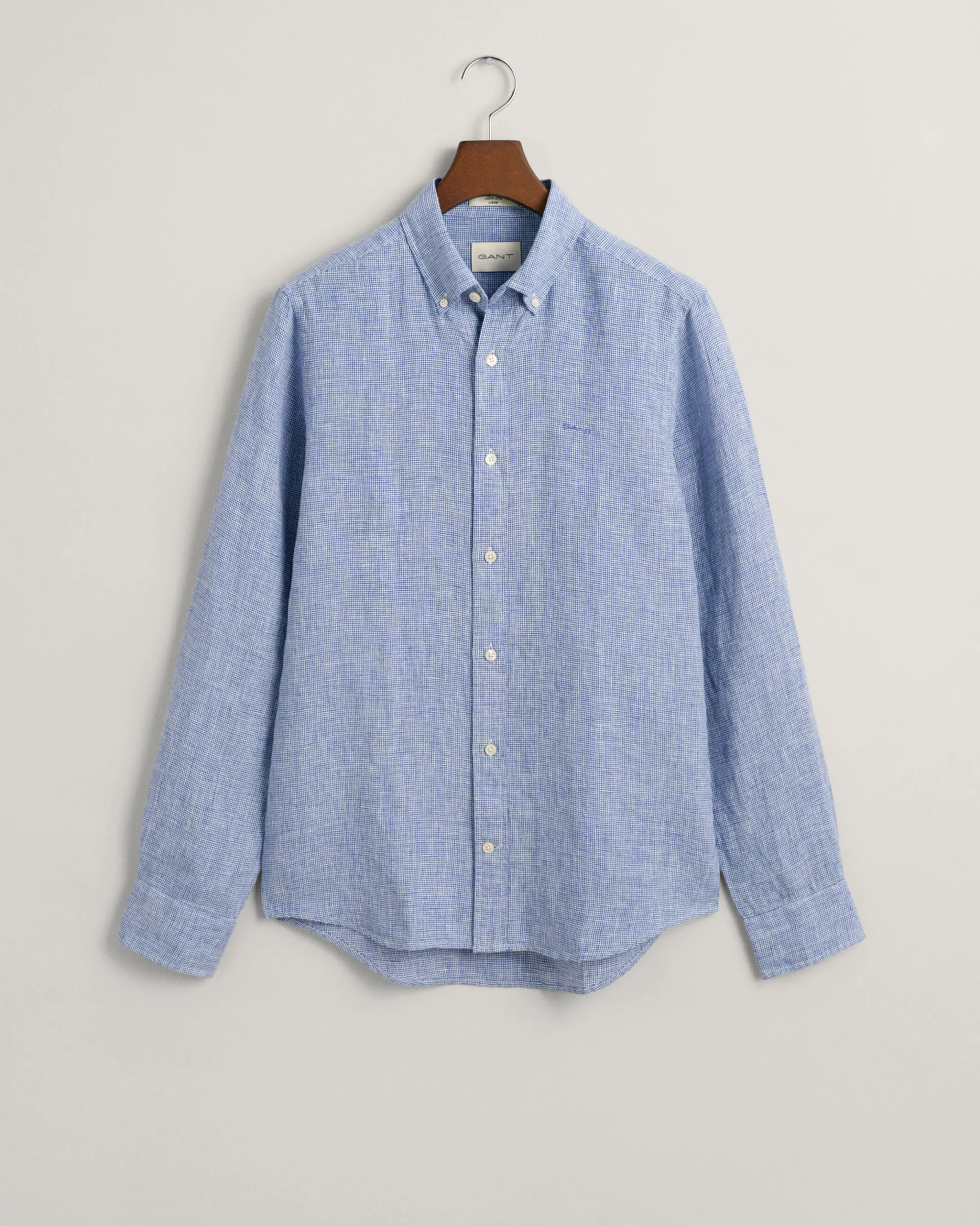 Slim Fit Houndstooth Linen Shirt