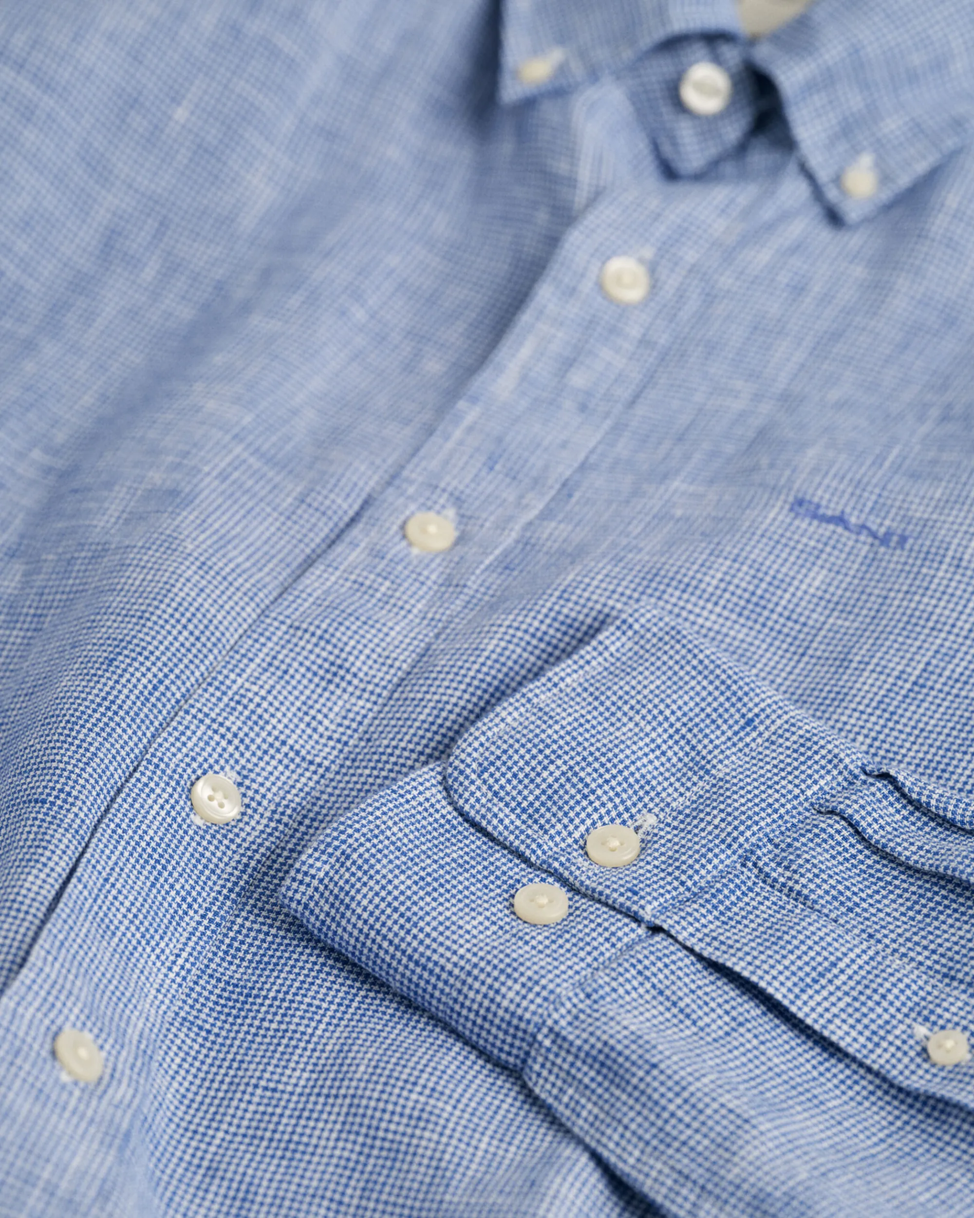 Slim Fit Houndstooth Linen Shirt