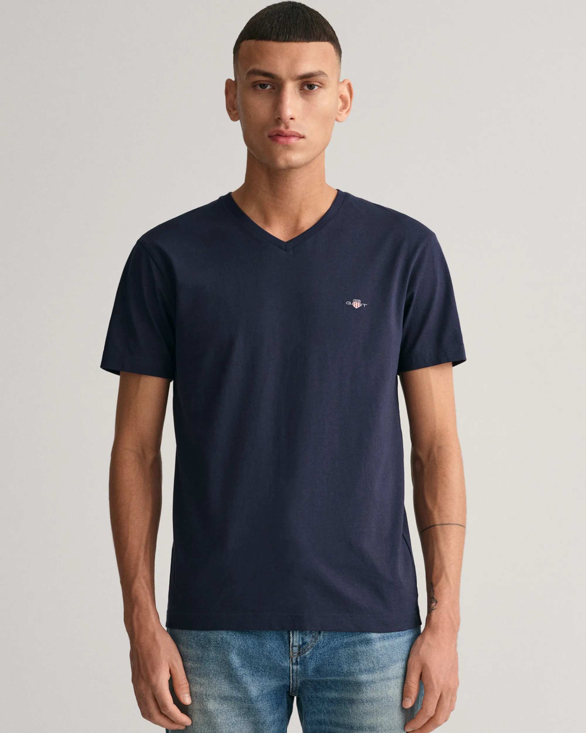 Slim Fit Shield V-Neck T-Shirt