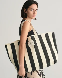 Striped Canvas Beach Bag