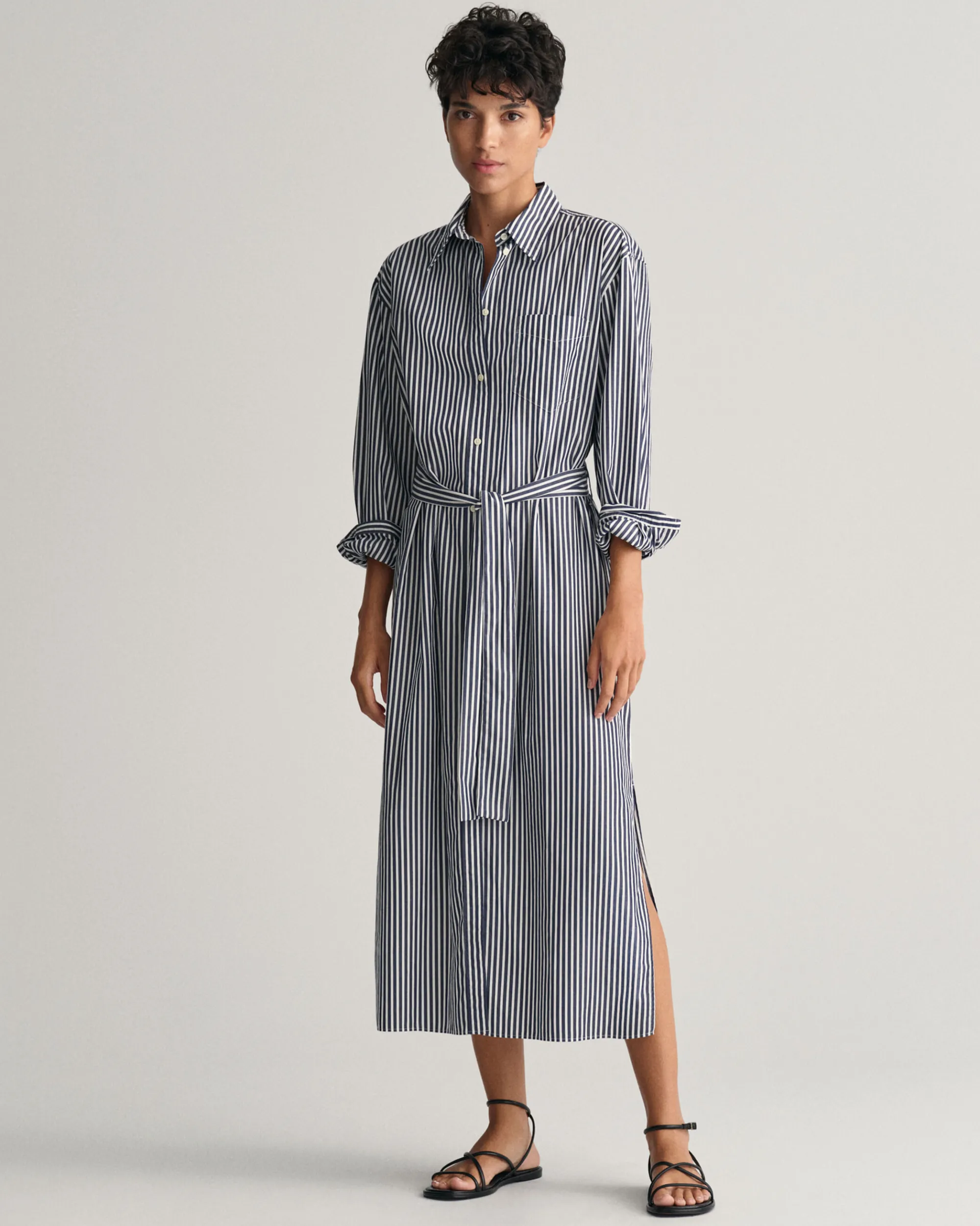 Striped Poplin Shirt Dress