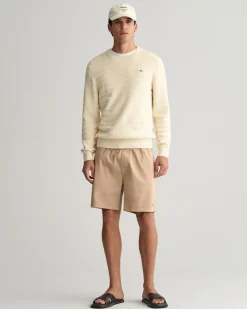 Striped Textured Cotton Crew Neck Sweater